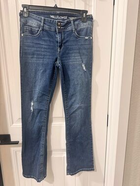 Wallflower Dark Blue Distressed High-Rise Jeans